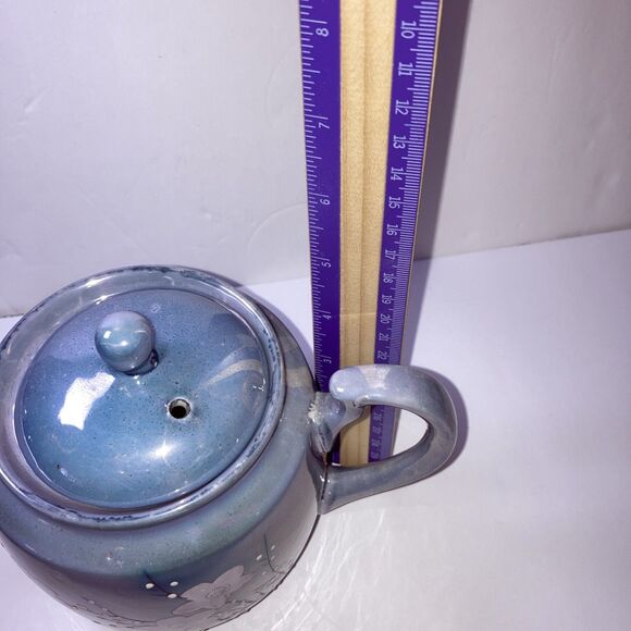 1950s VINTAGE Teapot Blue Cherry Blossom Lustreware Japan - Picture 5 of 5